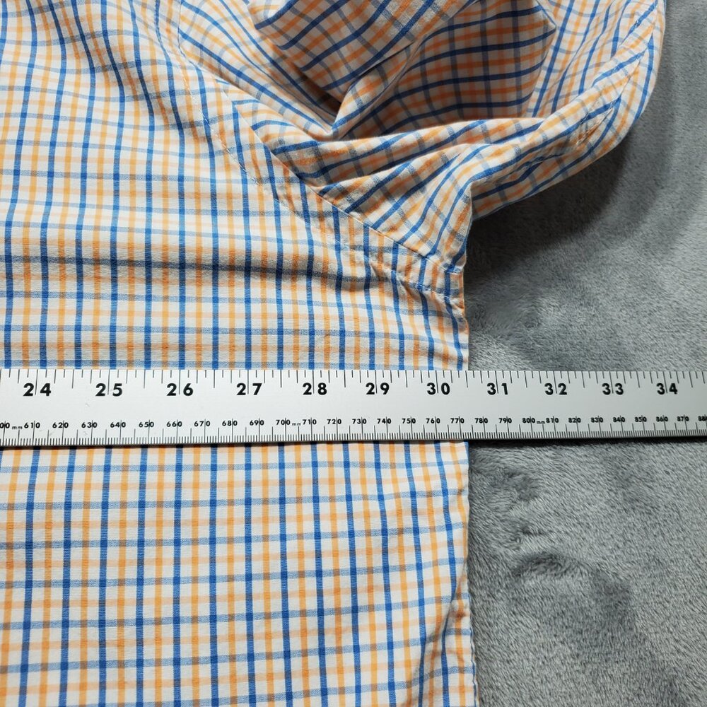 Izod Long Sleeve Button Down Plaid Shirt 1 Pocket Orange Blue White Men Sz 3XLT - Picture 10 of 11